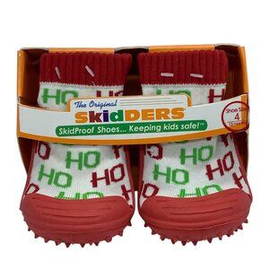 The Original Skidders SkidProof Shoes Size 4 Red Christmas Ho Ho Ho NEW 12 Month